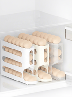 Boîte de rangement à roulettes pour œufs, quatre niveaux, indépendante, en plastique rectangulaire, avec roulettes, pour réfrigérateur, organisateur de cuisine