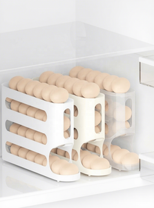Contenitore Portauova Rotante a Quattro Livelli, Scatola Rettangolare in Plastica con Ruote per Frigorifero, Organizzatore da Cucina - Product Image 6
