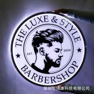 Caja de luz LED personalizada Rebow ultrafina con logotipo para letrero publicitario de barbería - Product Image 1