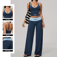 Nouvel ensemble de yoga brossé style halter, contraste de couleurs, taille haute, contrôle du ventre, lifting des hanches, séchage rapide, tenue de sport pour femme