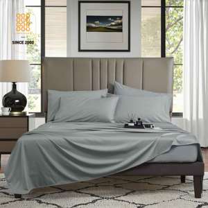 Bộ ga trải giường làm mát cho giường cỡ <span class=keywords><strong>Queen</strong></span>, chất liệu viscose từ tre, thoáng khí & mềm mại, túi sâu lên đến 16 inch, chất liệu lụa mềm mại - Product Image 1