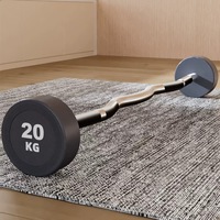 Ensemble d'haltères fixe pour la maison, 10 kg, 15 kg, 20 kg, 25 kg, 30 kg, barre droite/curl, haltères intégrées avec revêtement en caoutchouc