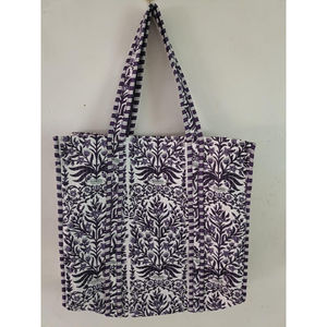 Sac fourre-tout vintage matelassé pour femme, en coton indien imprimé à la main, motif floral, avec fermeture éclair, personnalisable, pour toutes les saisons (hiver, été, printemps) - Product Image 3