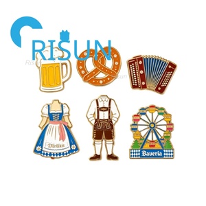 Broche de revers en métal en gros, souvenirs du festival de la bière bavarois d'Allemagne, émail UV personnalisé, épingles de chapeau alpines pour l'Oktoberfest - Product Image 2