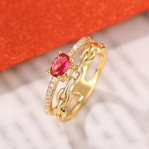 แหวนทองประดับพลอยรูปไข่ทรงโอวัลสำหรับผู้หญิง รุ่น Q968 ประดับเพชรซิคอนแบบฝังเต็มวง ของขวัญแหวนสวยหรู - Product Image 6