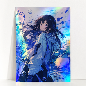 Affiches d'art personnalisées en feuille métallique, impressions holographiques métalliques Anime/<span class=keywords><strong>Manga</strong></span>, illustrations d'exposition, merchandising décoratif mural, affiches Holo Fanart - Product Image 1