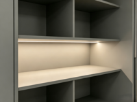 Armoire moderne de luxe légère en alliage d'aluminium sur mesure avec coiffeuse intégrée, unité double porte gain de place pour petites chambres