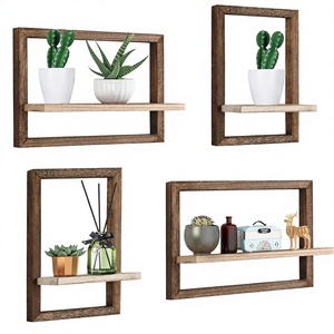 Set di 4 Mensole Galleggianti Quadrate Moderne, Ripiani da Parete Verniciati per Bagno, Soggiorno e Cucina - Product Image 2