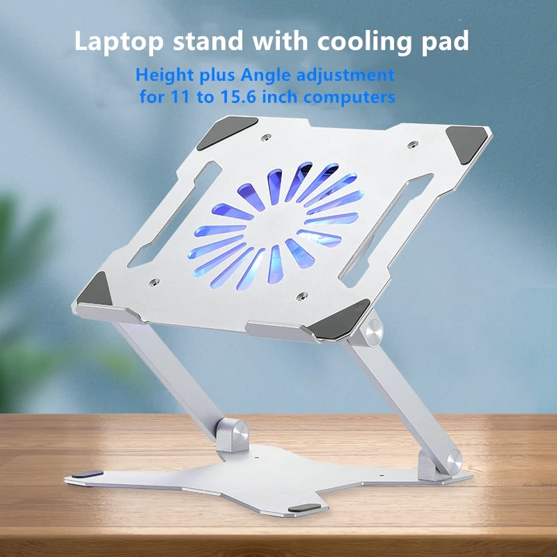 Multifunctional Aluminum Ergonomic Height Angle Adjustable Computer holder with 3.0 or 2.0 USB Hub laptop stand with fan