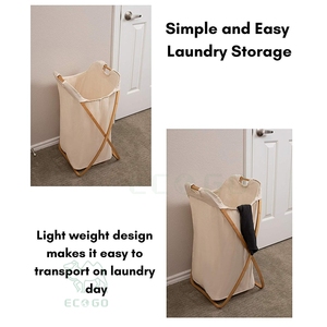 Cesto de Ropa Plegable de Bambú Natural con Asas para Dormitorio y Baño - Product Image 5