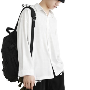 Black Shirt <strong>Men's</strong> <strong>Long</strong> Sleeve Autumn Handsome <strong>Men's</strong> <strong>Coat</strong> Casual <strong>Men's</strong> Clothing White Shirt - Product Image 3