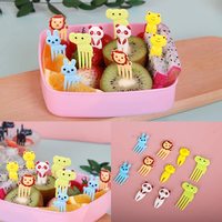 10 pièces ABS forme animale boîte à Bento créative fourchette à fruits Sandwich pain étiquette décorative pour pique-nique Mini Portable Durable fourchette alimentaire