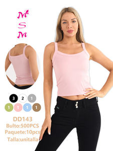 Débardeur en coton rose brodé à col carré, coupe courte, décontracté, pour femme, avec logo imprimé sur le devant - Product Image 3