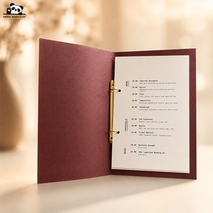 Couverture de menu vintage personnalisée en cuir PU, style classeur à anneaux, pour restaurants et bars - Product Image 2