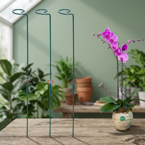 Supports de fleurs en métal vert avec pinces, lot de 3, pour orchidées - Product Image 6