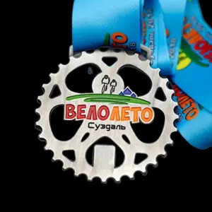 Uniek Ontwerp Fabriek Direct Verkoop Fiets Race Award Medaille Sublimatie Lint Met Zig Zag Rand