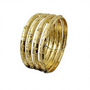 22K <b>Solid</b> <b>Gold</b> <b>Bangle</b> Set for Women Traditional Indian Kada Pair Elegant Handcrafted Wedding Party Jewelry - Product Image 1