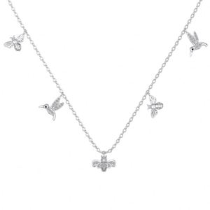 Dylam Delicate Charm Design 925 Silver Link Chain 5A CZ Cubic Zirconia <b>Bee</b> Bird Pendant Necklace for Women Daily Wear Jewelry - Product Image 1