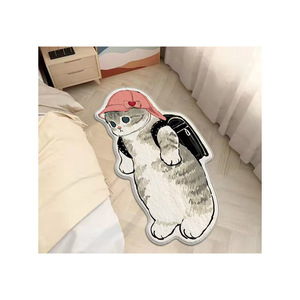 Venta al por mayor de dibujos animados personalizados lindo gato encantador alfombra de baño antideslizante Cachemira gruesa obtener alfombra de baño desnuda para baño dormitorio cama Decoración - Product Image 5