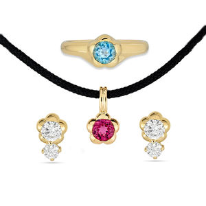 แหวนบลูโทแพซทรงสี่เหลี่ยม Gemnel Morrison ประดับพลอยแท้ เงินแท้ 925 ดีไซน์ดอกไม้เรียบง่าย ชุดเครื่องประดับลายดอกไม้ - Product Image 1