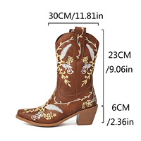 Bottes de cowgirl en cuir métallisé avec logo personnalisé CHENO OEM, broderie florale, style western pour femmes, pour les vendeurs Etsy