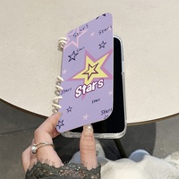 Étui de livre de conception de bloc-notes anglais transparent pour iPhone 14promax étui de téléphone portable en TPU de Style dessin animé avec poignée de téléphone incluse