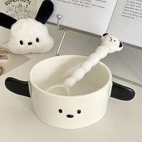 Ensemble de cuillères à salade en forme de chien mignon coréen bol à soupe de nouilles dortoir avec poignée plat en céramique Kawaii