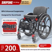 Fauteuil roulant manuel à absorption des chocs de la roue avant, grandes roues tout-terrain, portable, en alliage d'aluminium, certifié CE, garantie 1 an