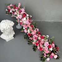 Nouvelle guirlande de fleurs artificielles de haute qualité, rose, rouge et blanche, en tissu de soie, roses, pivoines, verdure, pour Noël, mariage, fête des mères