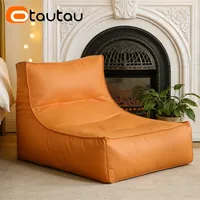 Housse de pouf en forme de L en similicuir moderne OTAUTAU avec housse amovible SF026, aucun rembourrage requis