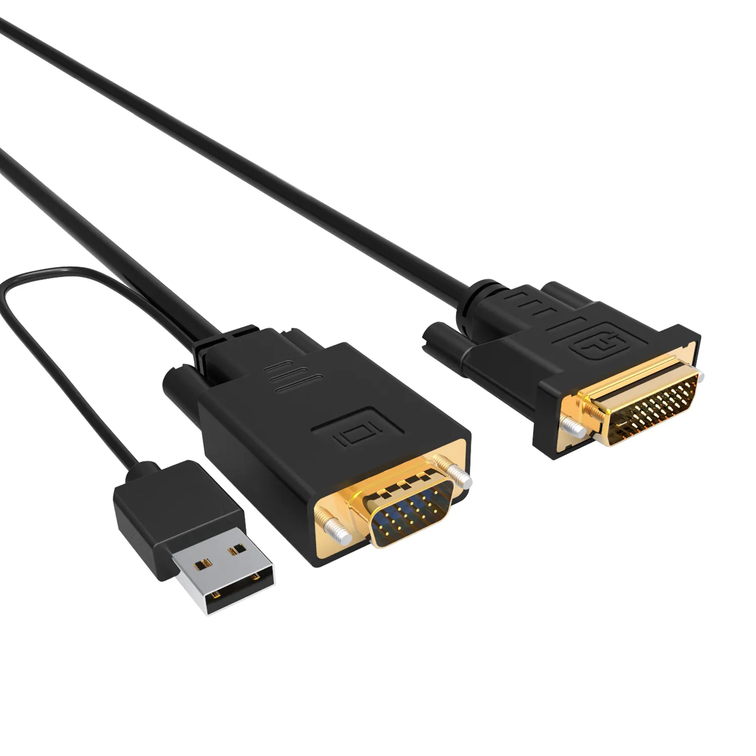 1.8M Vergulde 1080P Vga Naar Dvi D 24 + 1 Converter Adapter Kabel Met Usb Voeding Voor Projector Desktop