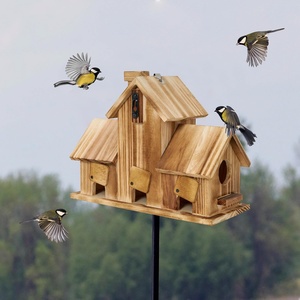 Casas <span class=keywords><strong>de</strong></span> pájaros para exteriores, casa <span class=keywords><strong>de</strong></span> pájaros <span class=keywords><strong>de</strong></span> 3 agujeros, habitación para 3 familias <span class=keywords><strong>de</strong></span> pájaros, Bluebird, <span class=keywords><strong>Pinzón</strong></span>, cardenales, casa <span class=keywords><strong>de</strong></span> pájaros colgante para jardín - Product Image 2