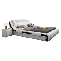 Fabrikverkauf Europäischer Stil Erwachsenen Zeitgenössisches Weißes Queen-Size-Bettgestell aus Leder 1,8 m Doppelbett mit Stauraum