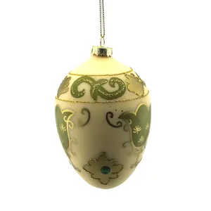 Yangzhou Baoying Factory Wholesale Hanging Decorative Elegant Christmas Glass Art Eggs Bauble Ornament For Easter Decoration