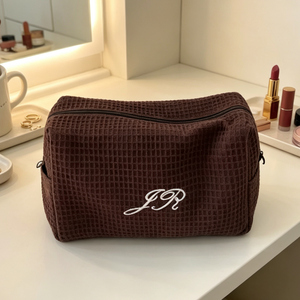 Bolsa de cosméticos Waffle 100% algodón bolsas de maquillaje grandes logotipo personalizado bordado bolsas de aseo para Mujeres Hombres viajes al aire libre - Product Image 2