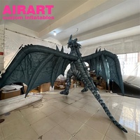 Dragon gonflable vert, dragon gonflable géant avec aile