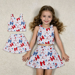 Conjunto Deportivo Informal para Niñas con Falda Pantalón y Forro, Diseño de Bandera Estadounidense para el 4 de Julio, Ideal para Tenis, Yoga y Juegos - Product Image 5