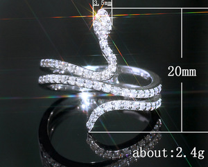 Snake Shape <b>Crystal</b> Accent <b>Ring</b> for Women Statement Fashion <b>Ring</b> Daily Party Accessories - Product Image 5