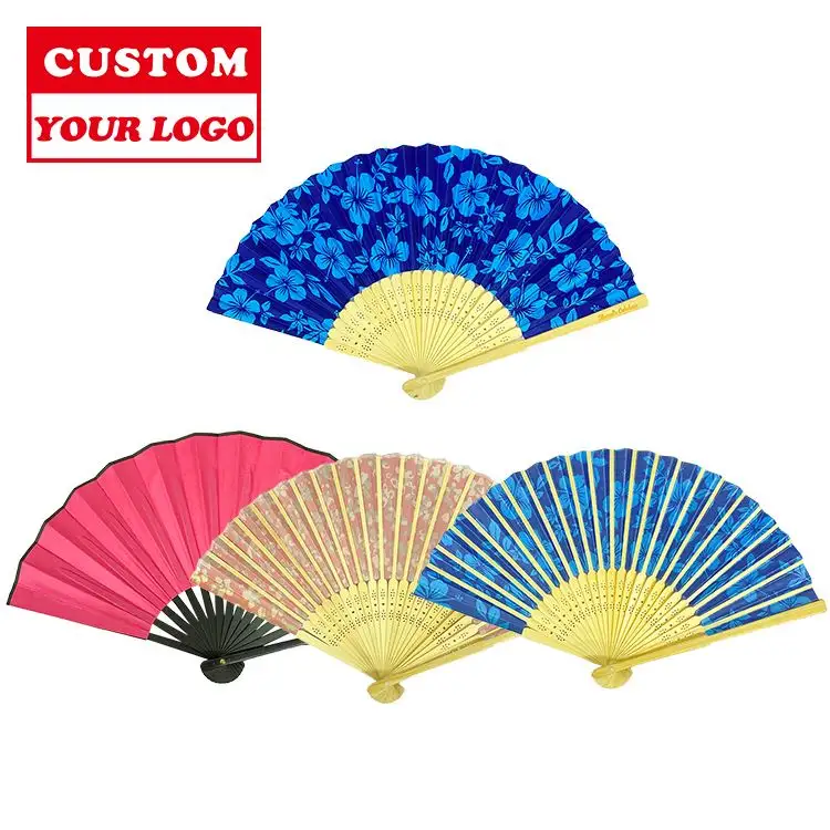 Hand Held Foldable Fan Hotsale Wedding Decorations Hand Fan Printing Silk Folding Hand Fan