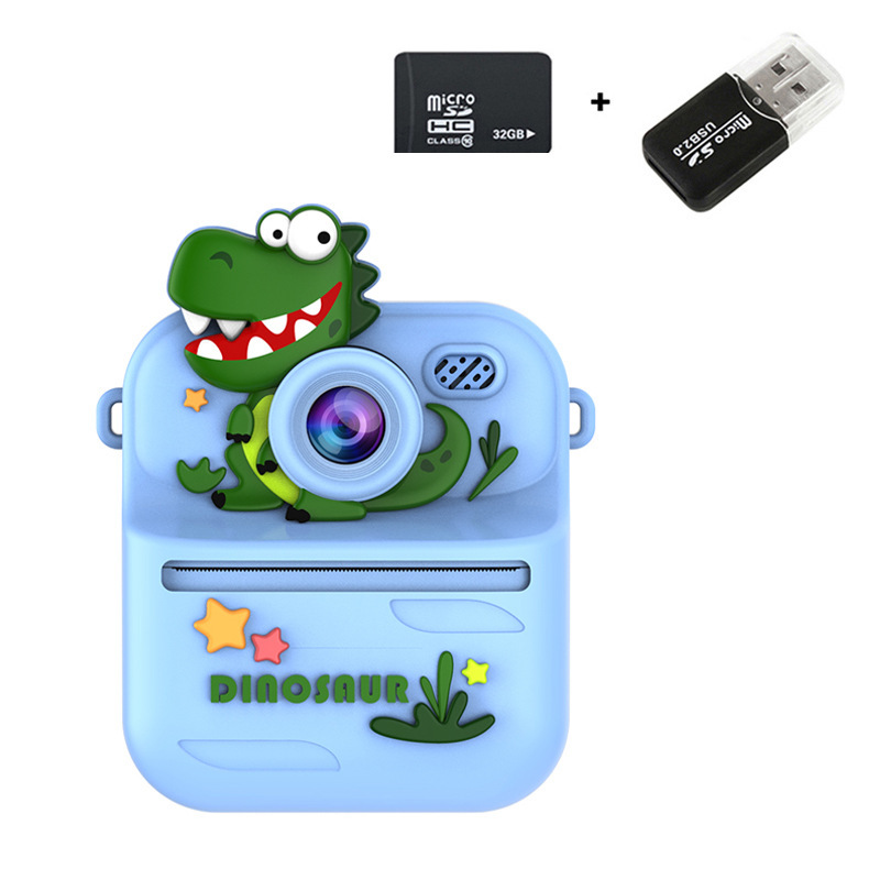 S1 Printer Camera - Blue Dinosaur 32GB Memory Card USB Card Reader