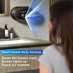 Nouvelle mise à niveau, distributeur automatique de savon liquide intelligent à induction corporelle, affichage de la température et de l'heure, ABS, 400 ml, usage domestique et hôtelier - Product Image 2