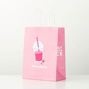 Sacs en papier kraft blanc et brun personnalisés avec logo pour la vente en gros et au détail, sacs à poignées pour la restauration rapide, le lait, les sushis, la gelée, la salade - Product Image 5