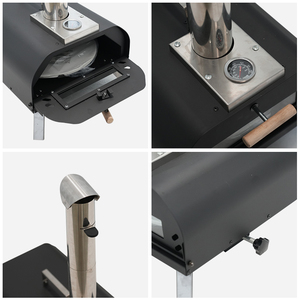 <span class=keywords><strong>Four</strong></span> à pizza portable multifuel en acier inoxydable, à rotation manuelle, pour extérieur, à granulés de bois, avec cheminée, sécurité flamme, étanche - Product Image 3