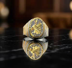 Luxury Gold Plated Copper Brass Men <b>Ring</b> Fashion Jewelry Classic <b>Statement</b> Finger <b>Ring</b> for Festival Wedding Anniversary Party - Product Image 2