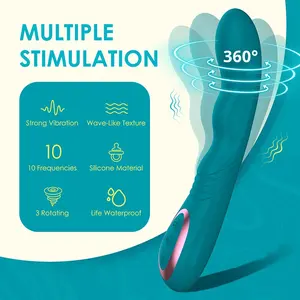 Tongkat Pijat Getar Tahan Air Elektrik 360 Derajat Berputar Vibrator Dildo Realistis Masturbator 10 Frekuensi untuk Wanita Dewasa - Product Image 1