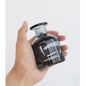 Su misura 50Ml 100Ml Nero Glassato di Vetro Oli Essenziali Diffusore Semplice Rotonda Diffusore a Lamella Bottiglia di Vuoto