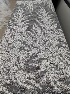 Dentelle florale brodée <span class=keywords><strong>de</strong></span> perles éclatantes, simple et élégante, broderie florale, robe <span class=keywords><strong>de</strong></span> mariée, dentelle française - Product Image 4