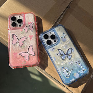 Fantastique 3 En 1 Funda Mignon papillon Brillant Diamant Antichoc Téléphone Cas pour HONR 400 5G - Product Image 1
