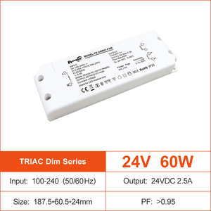 Driver LED dimmable CV 60W sans scintillement TRIAC/0-10V/1-10V/10V PWM/RX pour bande LED 100-240V AC-DC 12V/24V/48V IP20 Alimentation LED - Product Image 5