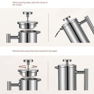 304 스테인리스 스틸 이중 구조 유럽식 투명 필터 친환경 커피포트 핸드 세트 유리 티 & 커피 메이커 - Product Image 5